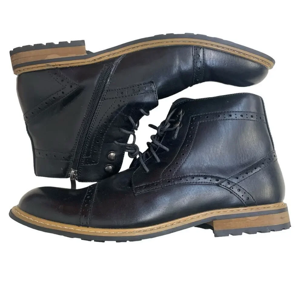 Bruno Marc Bergen 03‎ Black Leather Dress Shoes SIZE US 10.5